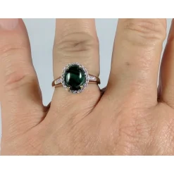 Malachite & Diamond Halo Ring in 10K Yellow Gold-Perfect and Affordable Engagement Ring!