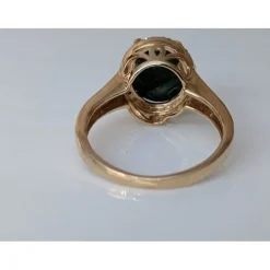 Malachite & Diamond Halo Ring in 10K Yellow Gold-Perfect and Affordable Engagement Ring!