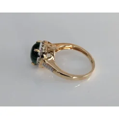 Malachite & Diamond Halo Ring in 10K Yellow Gold-Perfect and Affordable Engagement Ring!