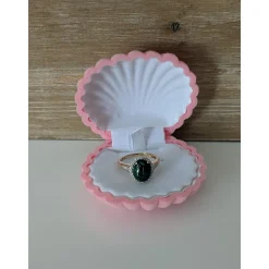 Malachite & Diamond Halo Ring in 10K Yellow Gold-Perfect and Affordable Engagement Ring!