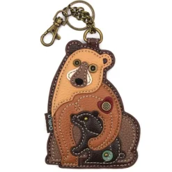 Mama and Baby Bear Keychain-Cutest Bruins Ever! Vegan Leather
