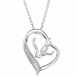 Mare & Foal Horse Head Heart Necklace Sterling Silver, Beautiful Gift for Horse Lovers!