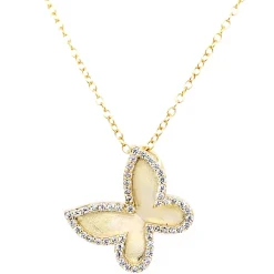 Matte Gold with CZ Butterfly Jewelry Set Earrings Necklace Ring