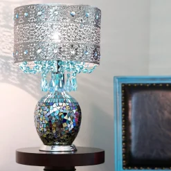 Maverick Silver and Turquoise Crystal Mosaic Base Table Lamp