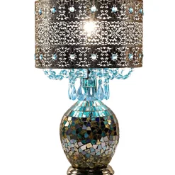 Maverick Silver and Turquoise Crystal Mosaic Base Table Lamp