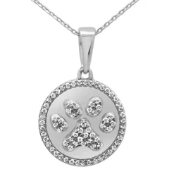 Medallion Dog Paw Necklace 14K Gold with .33ct H, SI1-2 Natural Diamonds