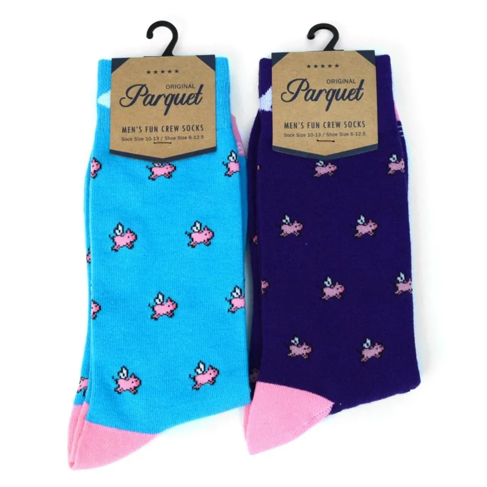 Men's Crew Socks-Pigs, Police, Camo, Dogs, CUTE!