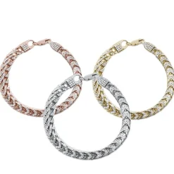 Men's Franco Cubic Zirconia Sterling Silver Bracelet 8.5" 3 Colors Available!
