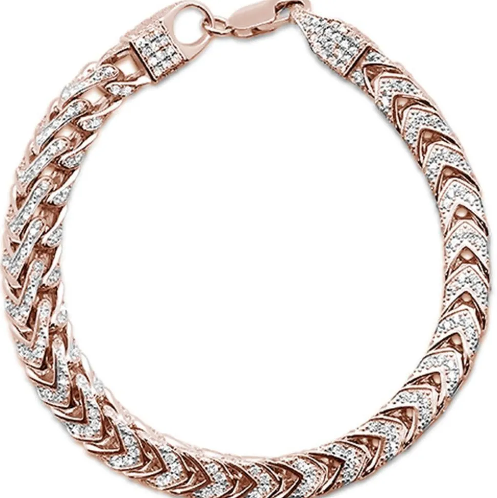 Men's Franco Cubic Zirconia Sterling Silver Bracelet 8.5" 3 Colors Available!