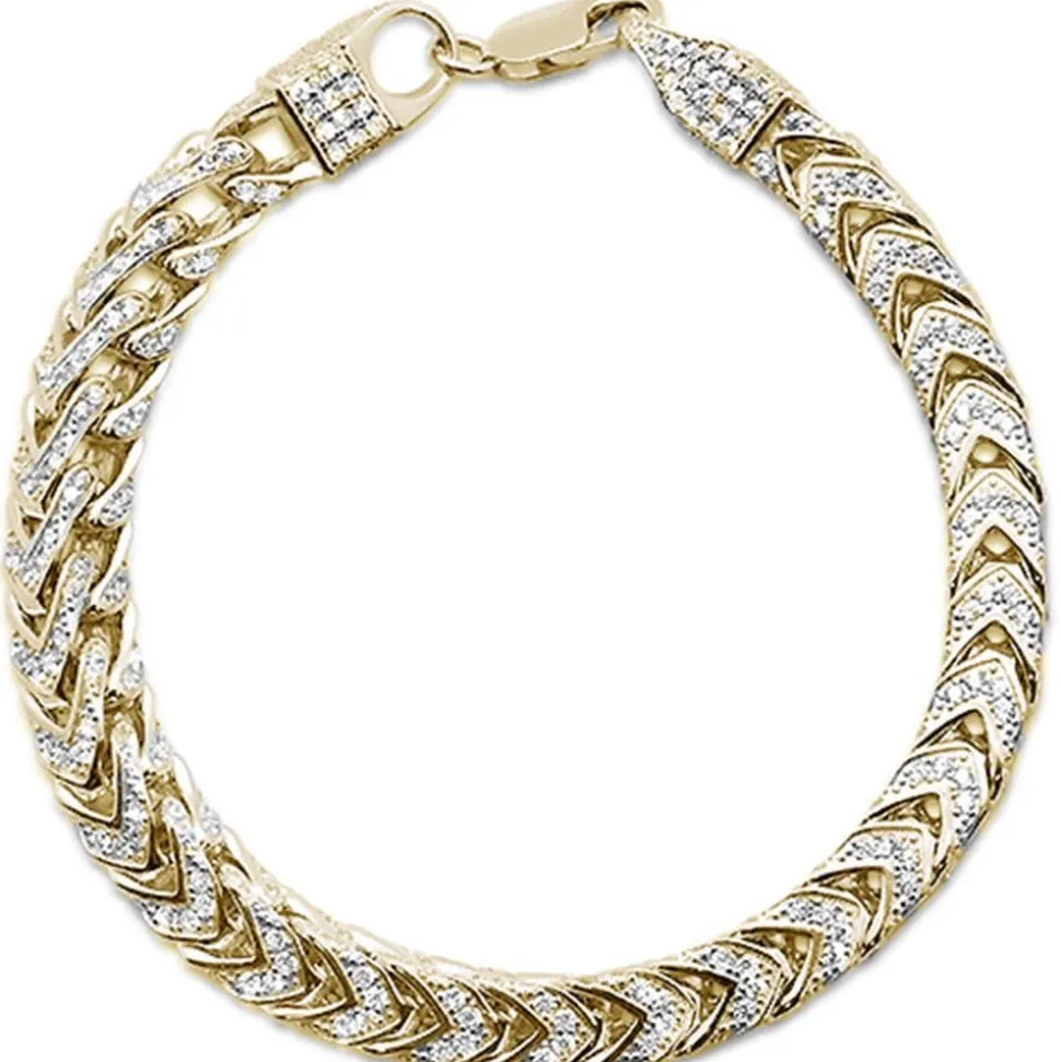 Men's Franco Cubic Zirconia Sterling Silver Bracelet 8.5" 3 Colors Available!