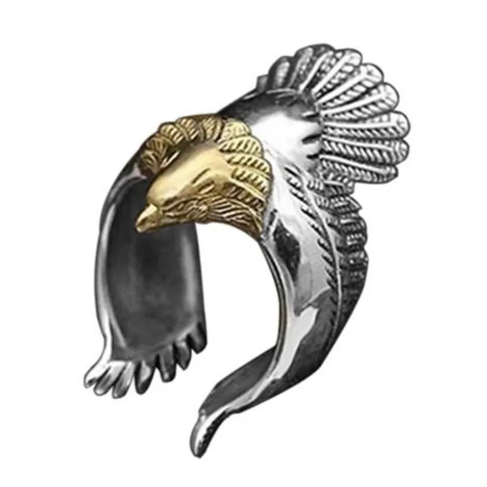 Men's Silver and Gold 2 Toned One Size Patriotic Eagle Ring
