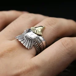 Men's Silver and Gold 2 Toned One Size Patriotic Eagle Ring