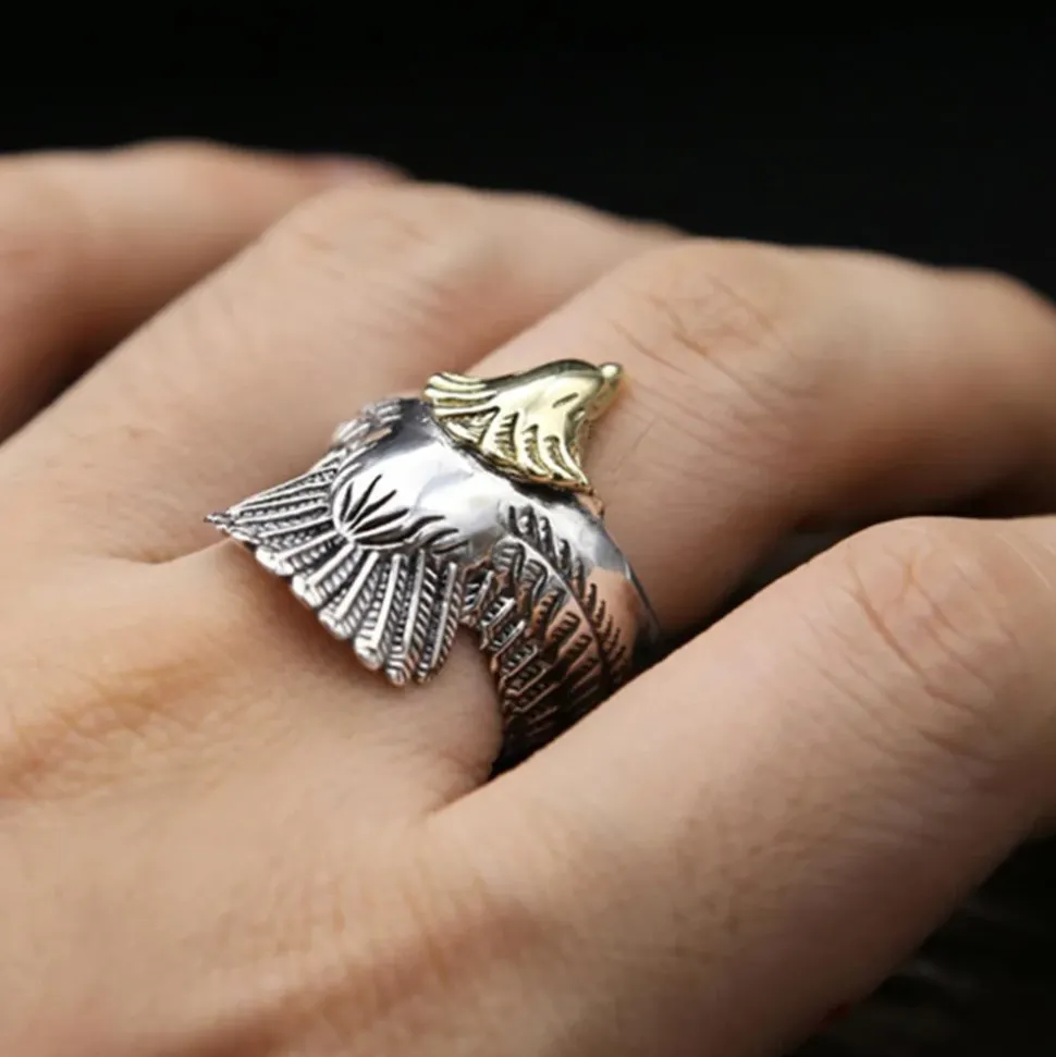 Men's Silver and Gold 2 Toned One Size Patriotic Eagle Ring