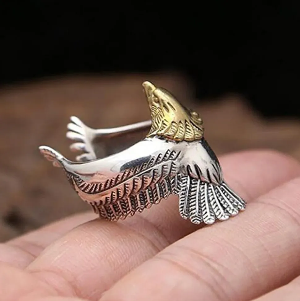 Men's Silver and Gold 2 Toned One Size Patriotic Eagle Ring