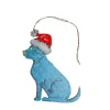Metal Art Christmas Doggie Ornament, Dog with Santa Hat