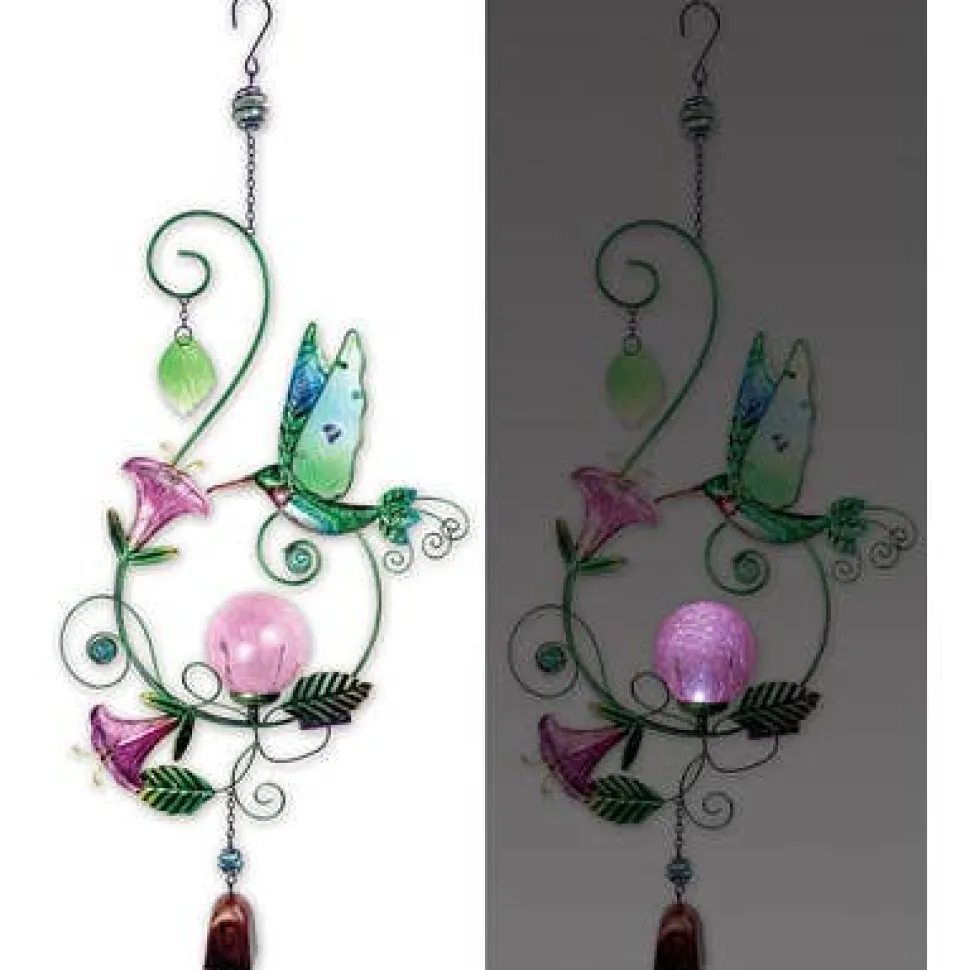 Metal Art Hanging Solar Sculptures: Hummingbird, Butterfly & Dragonfly