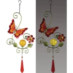 Metal Art Hanging Solar Sculptures: Hummingbird, Butterfly & Dragonfly