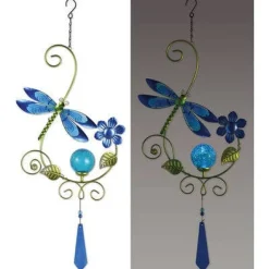 Metal Art Hanging Solar Sculptures: Hummingbird, Butterfly & Dragonfly
