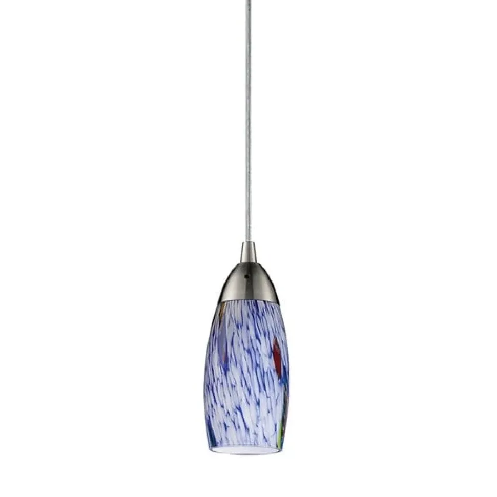 Milan 1-Lght Pendant W/Starburst Hand-blown Blue Glass
