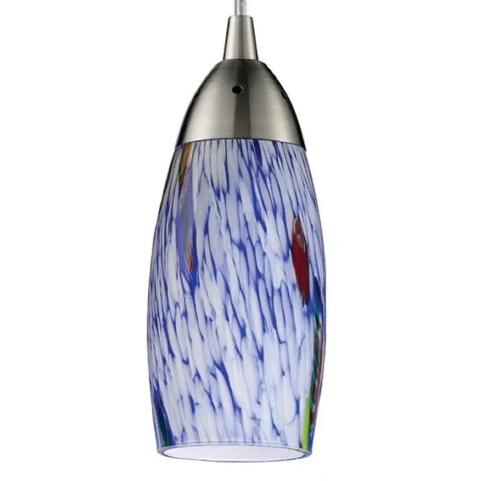 Milan 1-Lght Pendant W/Starburst Hand-blown Blue Glass