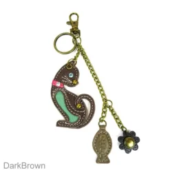 Mini Cat Keychain With Cute Fish Charm Teal
