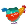 Mini-Chicken Planter Colorful Metal Art