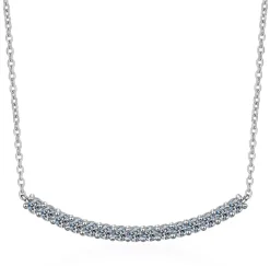 Moissanite Diamond Curved Bar Necklace .9ctw Sterling SIlver