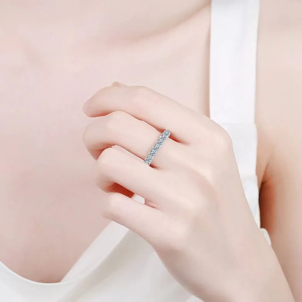 Moissanite Eternity Band Side Settings 2ct Ultra Sparkle Ring Sterling Silver