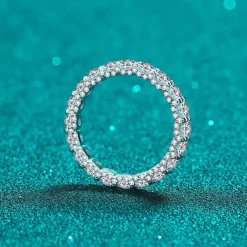 Moissanite Eternity Band Side Settings 2ct Ultra Sparkle Ring Sterling Silver