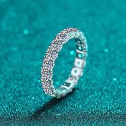 Moissanite Eternity Band Side Settings 2ct Ultra Sparkle Ring Sterling Silver