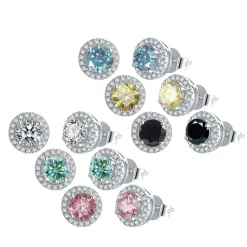 Moissanite Halo Jewelry 1ct Center Stone, 925 Sterling Silver Colors Available!