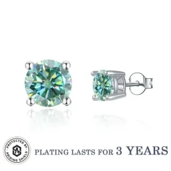 Moissanite Stud Earrings .5ct-2ct Sterling Silver Waterproof
