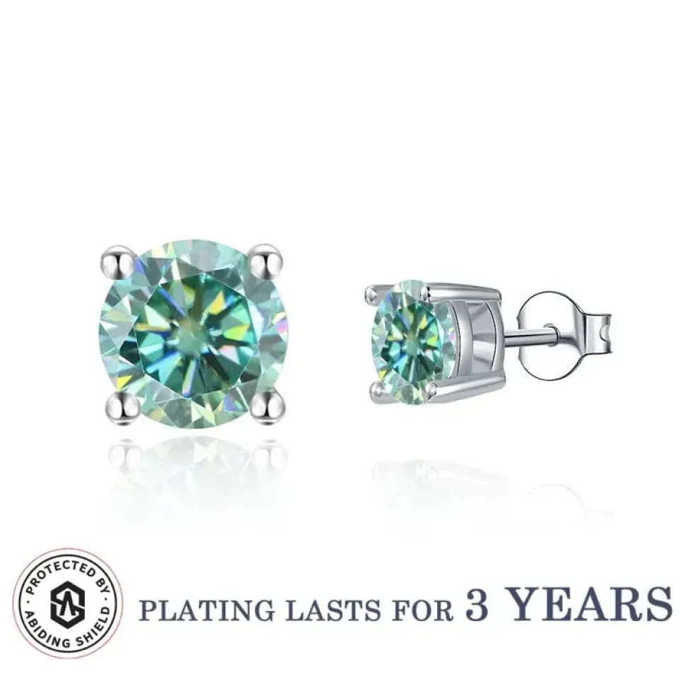 Moissanite Stud Earrings .5ct-2ct Sterling Silver Waterproof