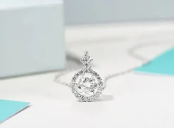 Moissanite Twinkling Necklace 925 Gold Plated Sterling Silver 1ct