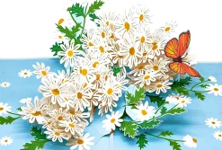 Monarch Butterfly and Daisies Flower 3D Pop-up Greeting Card