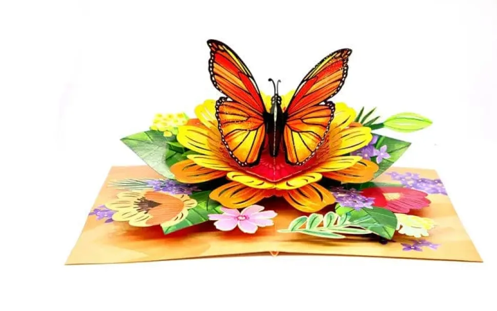 Monarch Butterfly 3D Pop Up Greeting Card