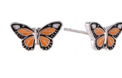 Monarch Butterfly Stud Earrings Sterling SIlver