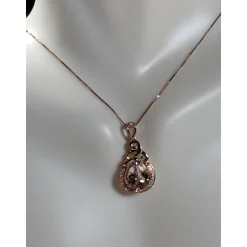 Morganite and Diamond Pendant Necklace in 18K Rose Gold, 2.08ctw