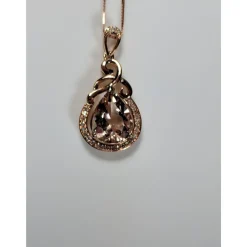 Morganite and Diamond Pendant Necklace in 18K Rose Gold, 2.08ctw