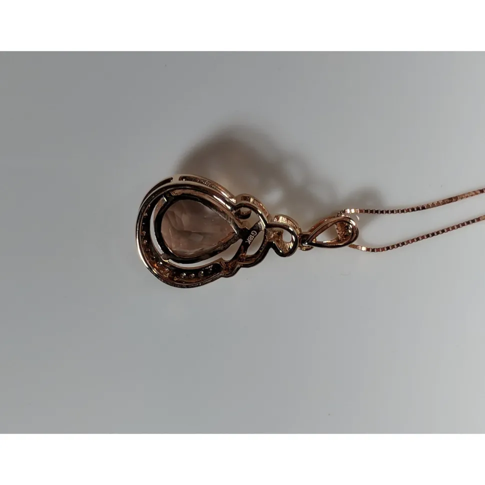 Morganite and Diamond Pendant Necklace in 18K Rose Gold, 2.08ctw