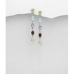Multi Gemstone Earrings, Amethyst, topaz, garnet, citrine, peridot magnificent!