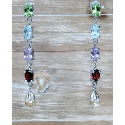 Multi Gemstone Earrings, Amethyst, topaz, garnet, citrine, peridot magnificent!