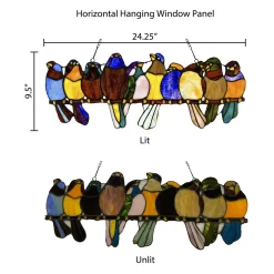 Multicolor Birds Stained Glass Window Panel