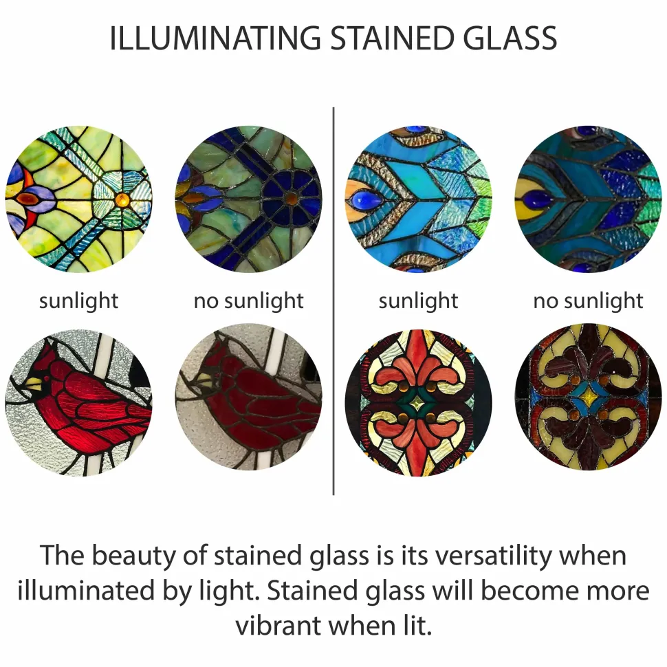 Multicolor Birds Stained Glass Window Panel