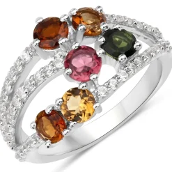 Multi-Colored Tourmaline Cocktail Ring in Sterling Silver-Colorful Beauty!