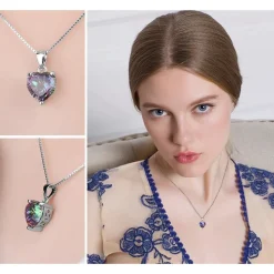 Mystic Topaz Heart Necklace and Ring, Blaze of Brilliant Colors!