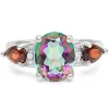 Mystic Topaz Oval 3.2ctw and Pear Garnet with Diamonds in Sterling Silver
