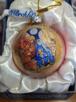 Nativity G. DeBrekht Glass Ornament Hand Painted Christmas Decor