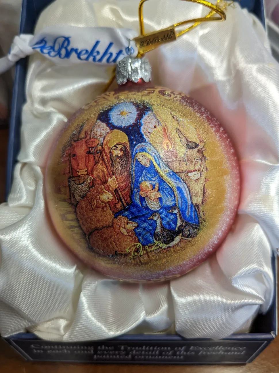 Nativity G. DeBrekht Glass Ornament Hand Painted Christmas Decor