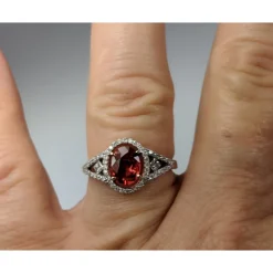 Natural Orange Sapphire Ring with .31cts Diamonds in 14K Rose Gold